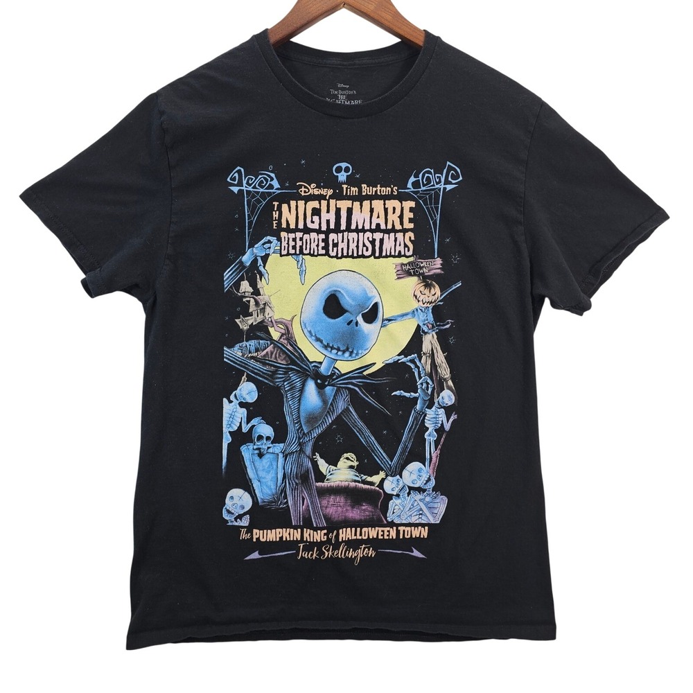 Disney Nightmare Before Christmas Jack Skellington Pumpkin King Black‎ T-Shirt L